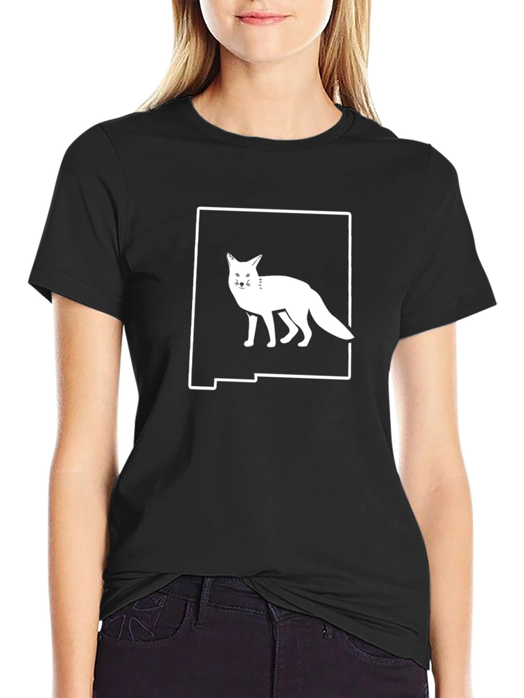 Fox in NM Outline T-Shirt - Black