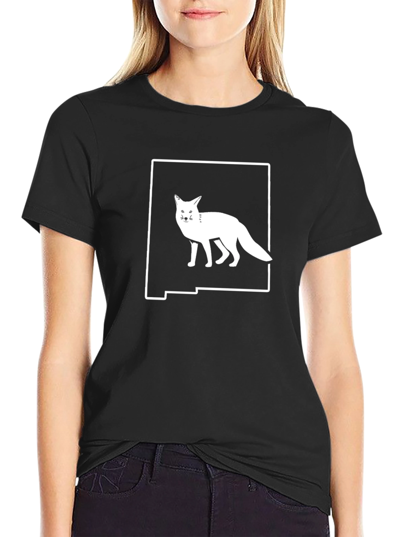 Fox in NM Outline T-Shirt - Black