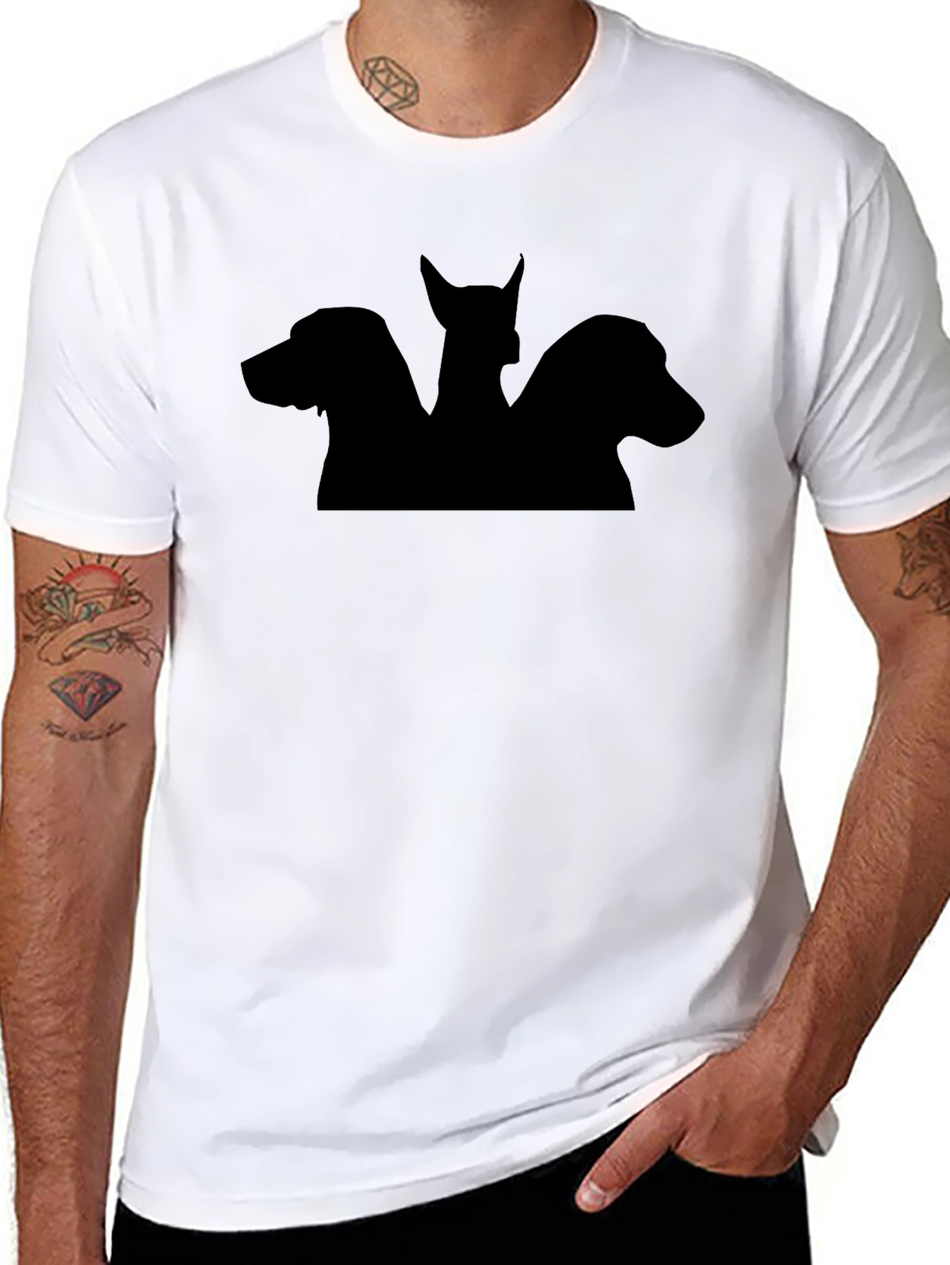 Cerberus Silhouette Graphic Black T-Shirt