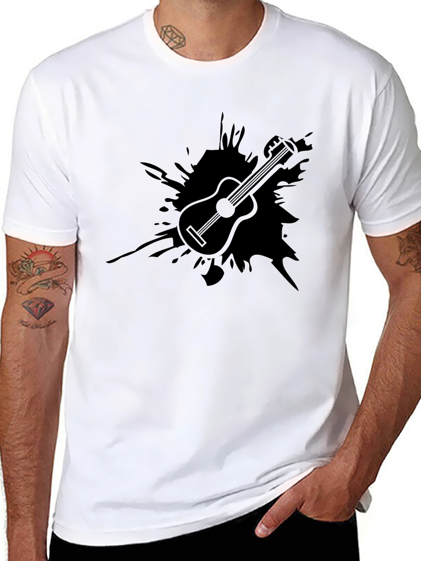 Guitar Splash T-Shirt - Black Graphic Tee