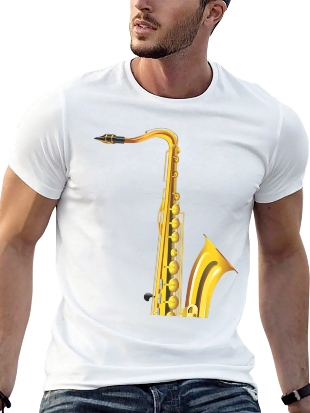 Saxophone Graphic Tee - Black Cotton Blend