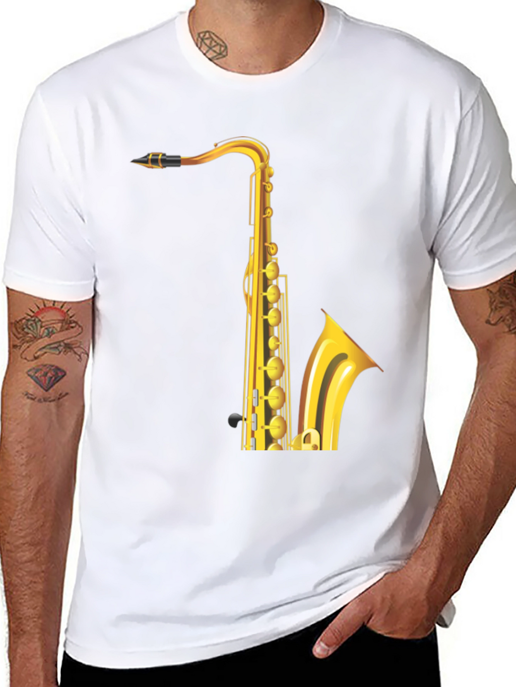 Saxophone Graphic Tee - Black Cotton Blend