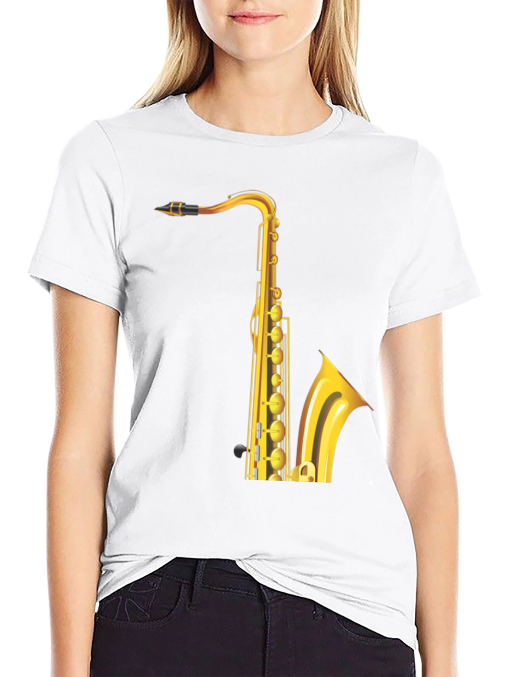 Saxophone Graphic Tee - Black Cotton Blend