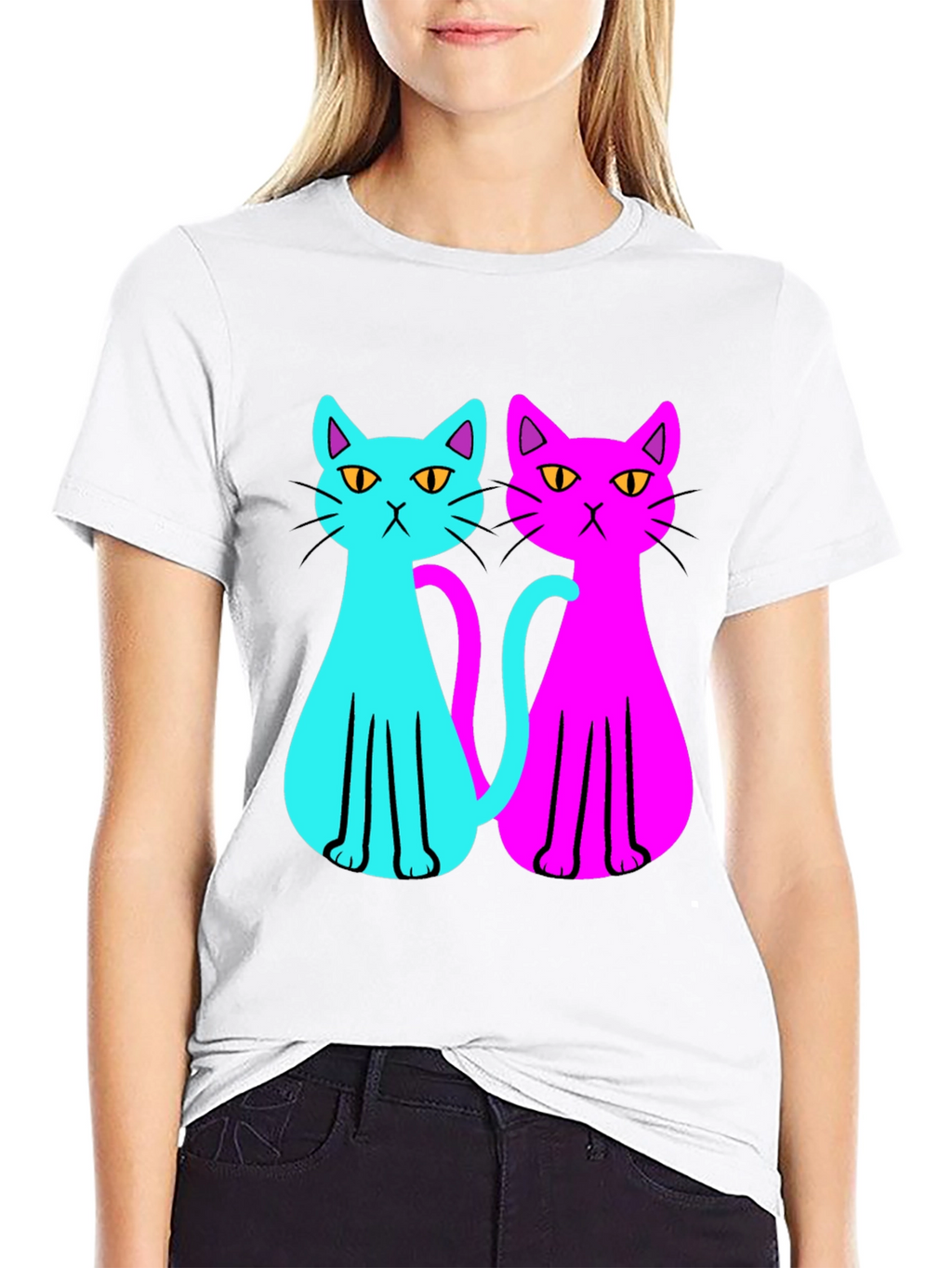 Cool Cat Tee: Neon Style