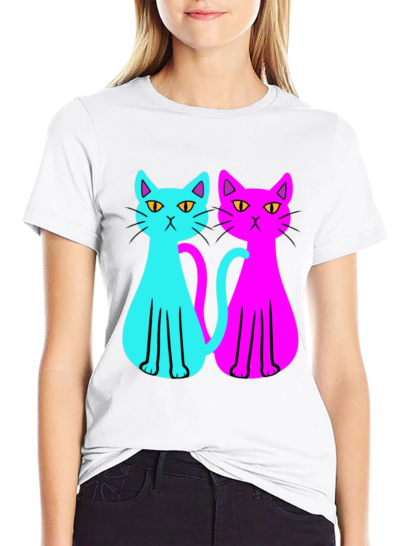 Cool Cat Tee: Neon Style