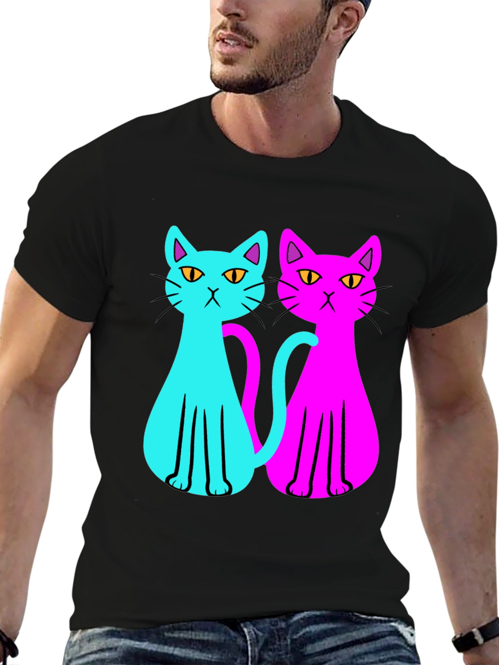 Cool Cat Tee: Neon Style