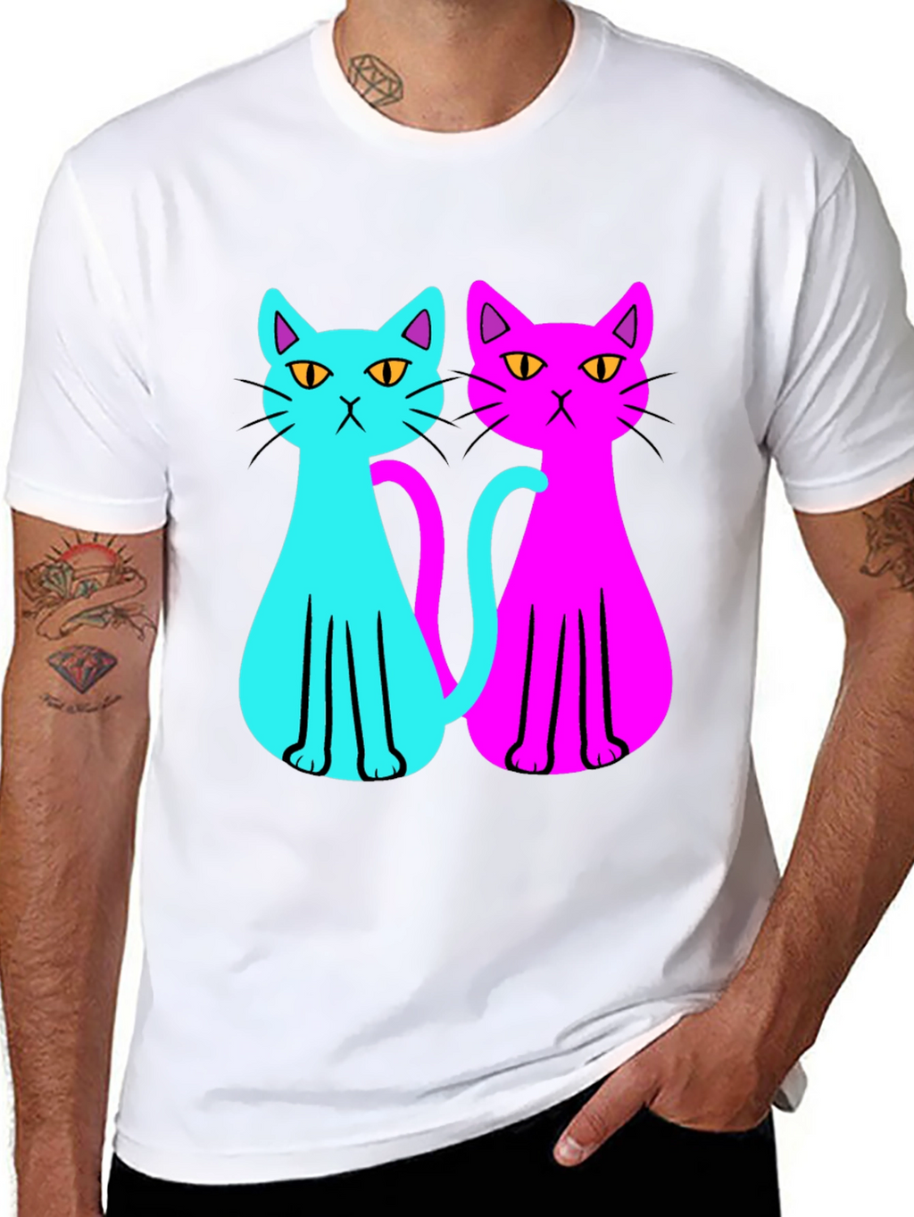 Cool Cat Tee: Neon Style
