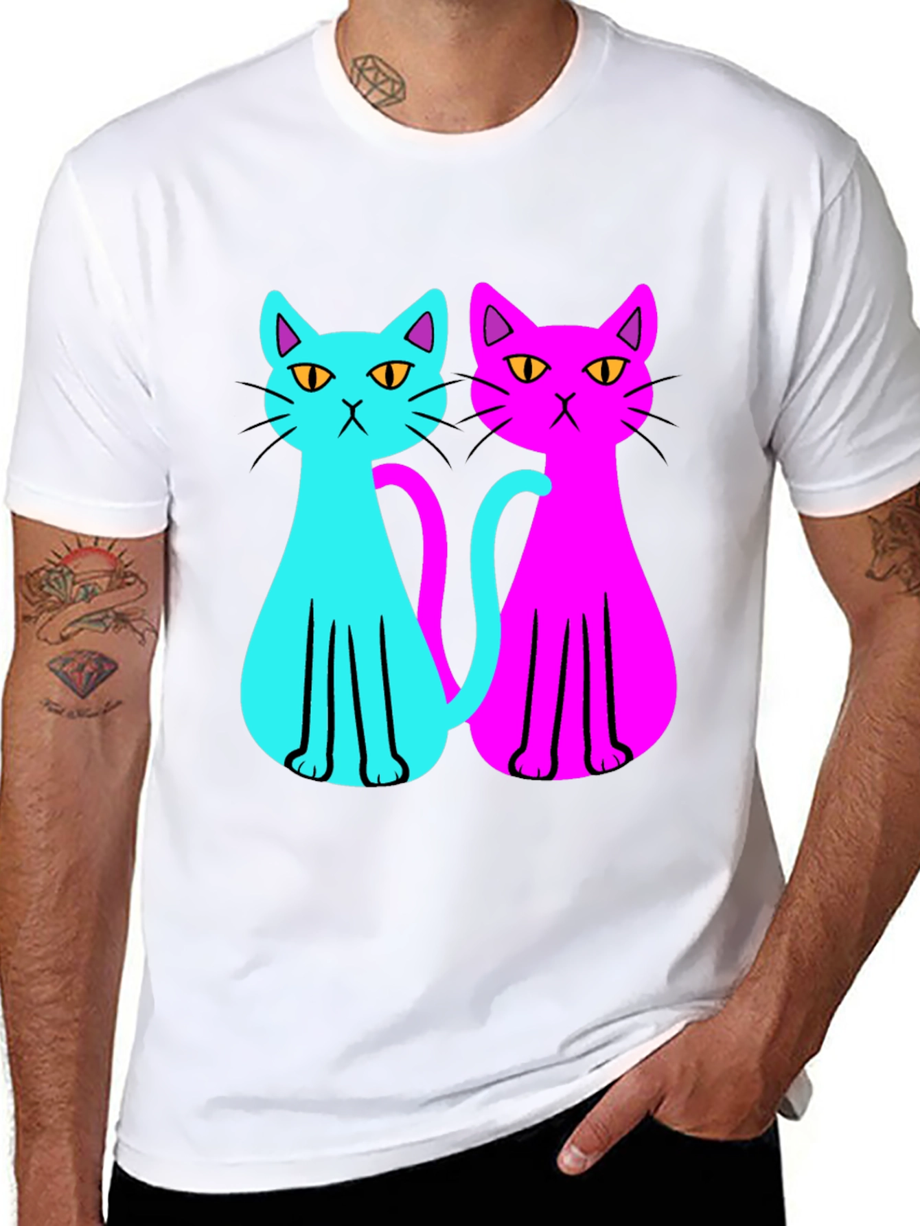 Cool Cat Tee: Neon Style