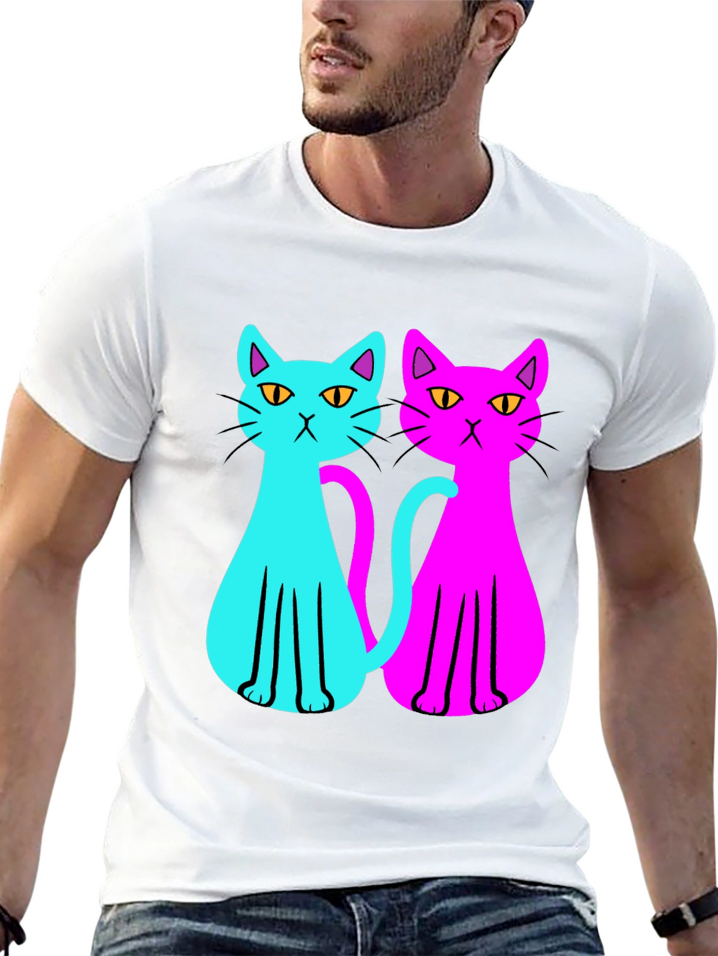 Cool Cat Tee: Neon Style