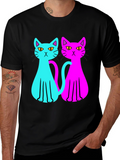 Cool Cat Tee: Neon Style