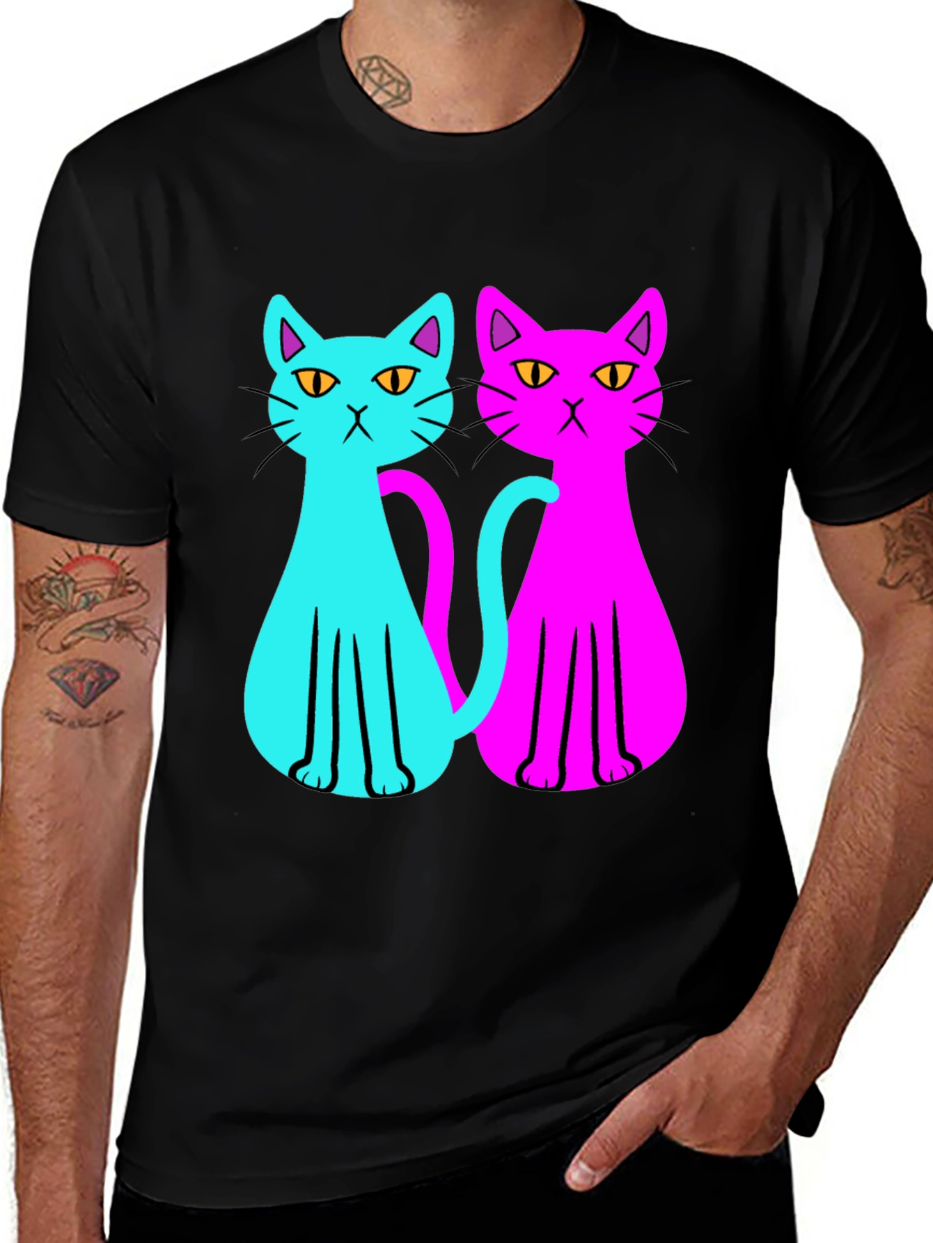 Cool Cat Tee: Neon Style