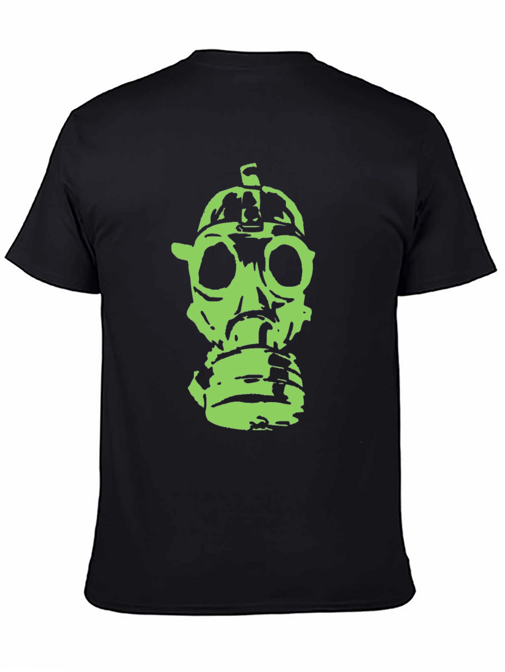 Green Gas Mask Graphic Black T-Shirt