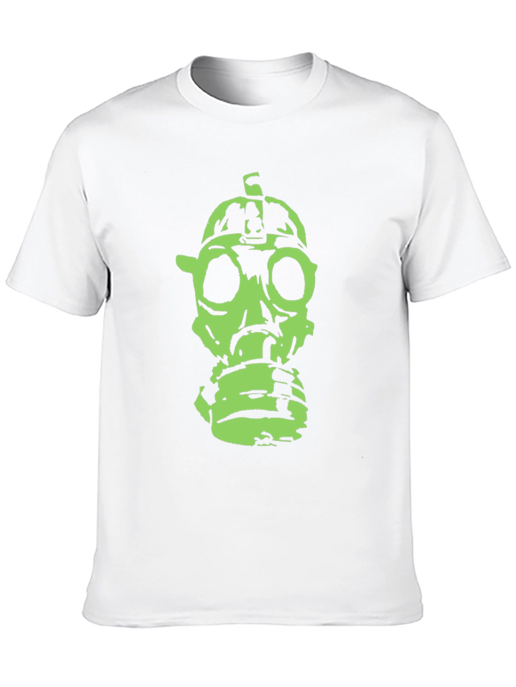 Green Gas Mask Graphic Black T-Shirt