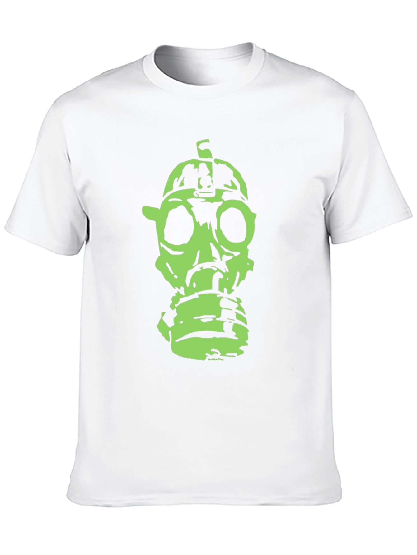 Green Gas Mask Graphic Black T-Shirt