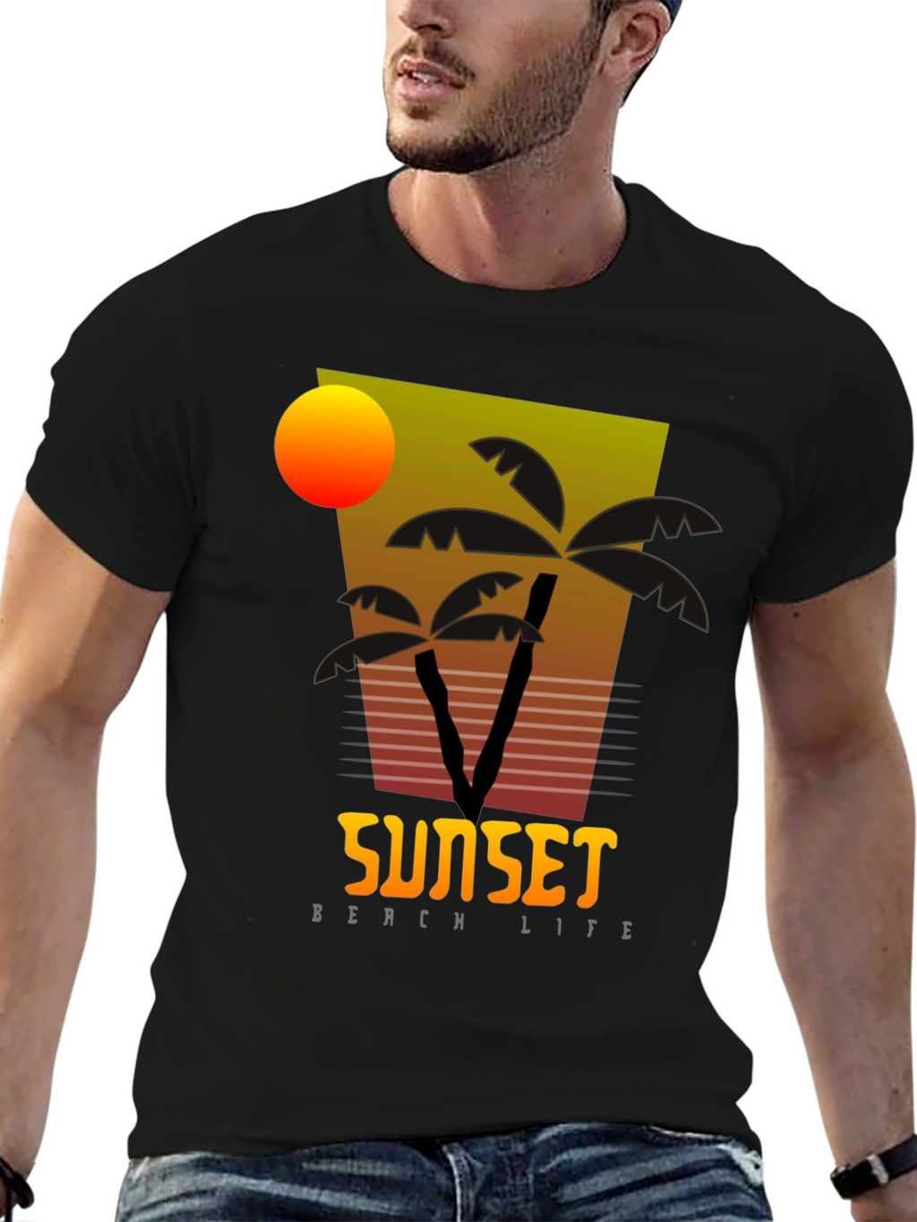 Sunset Beach Life Graphic T-Shirt