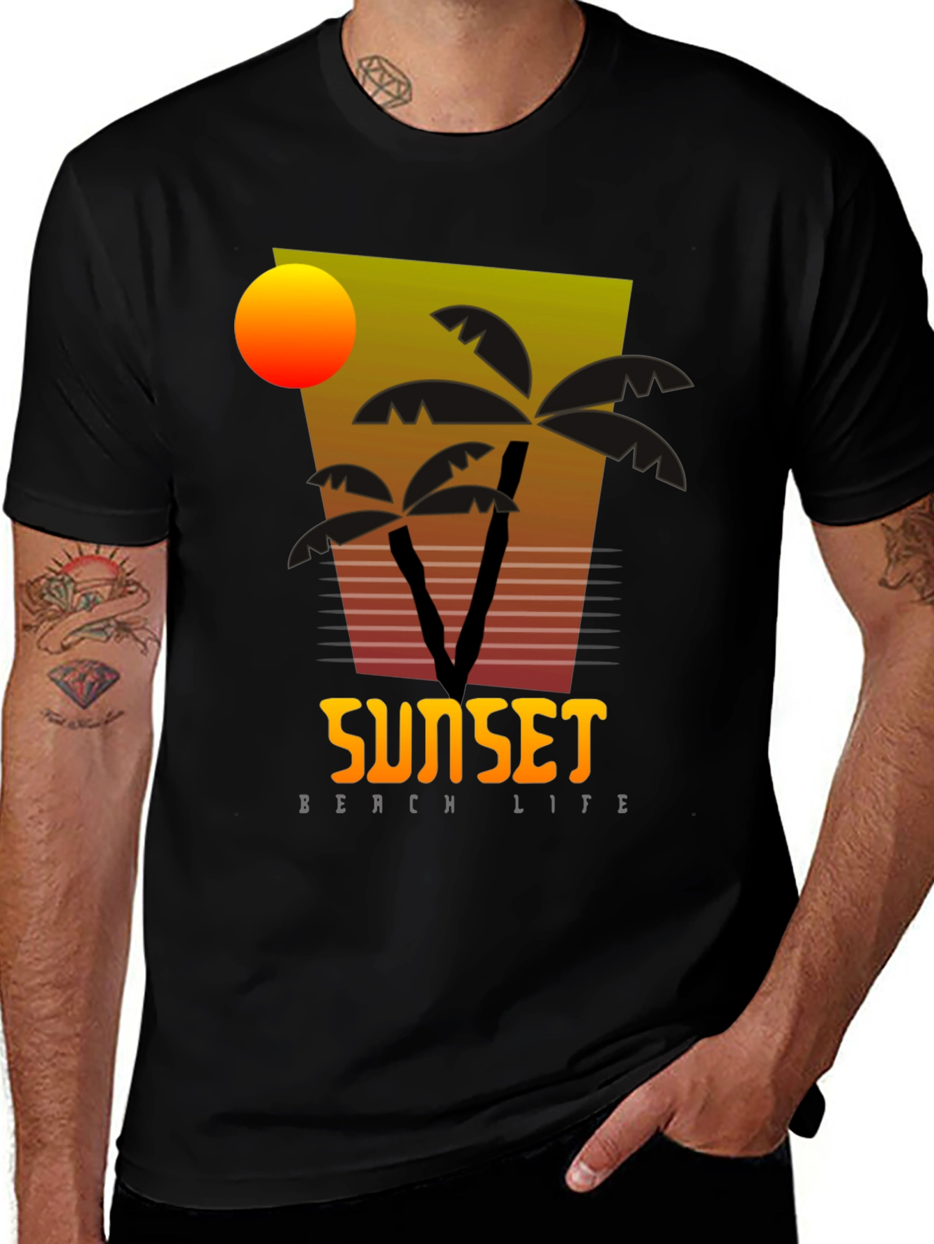 Sunset Beach Life Graphic T-Shirt