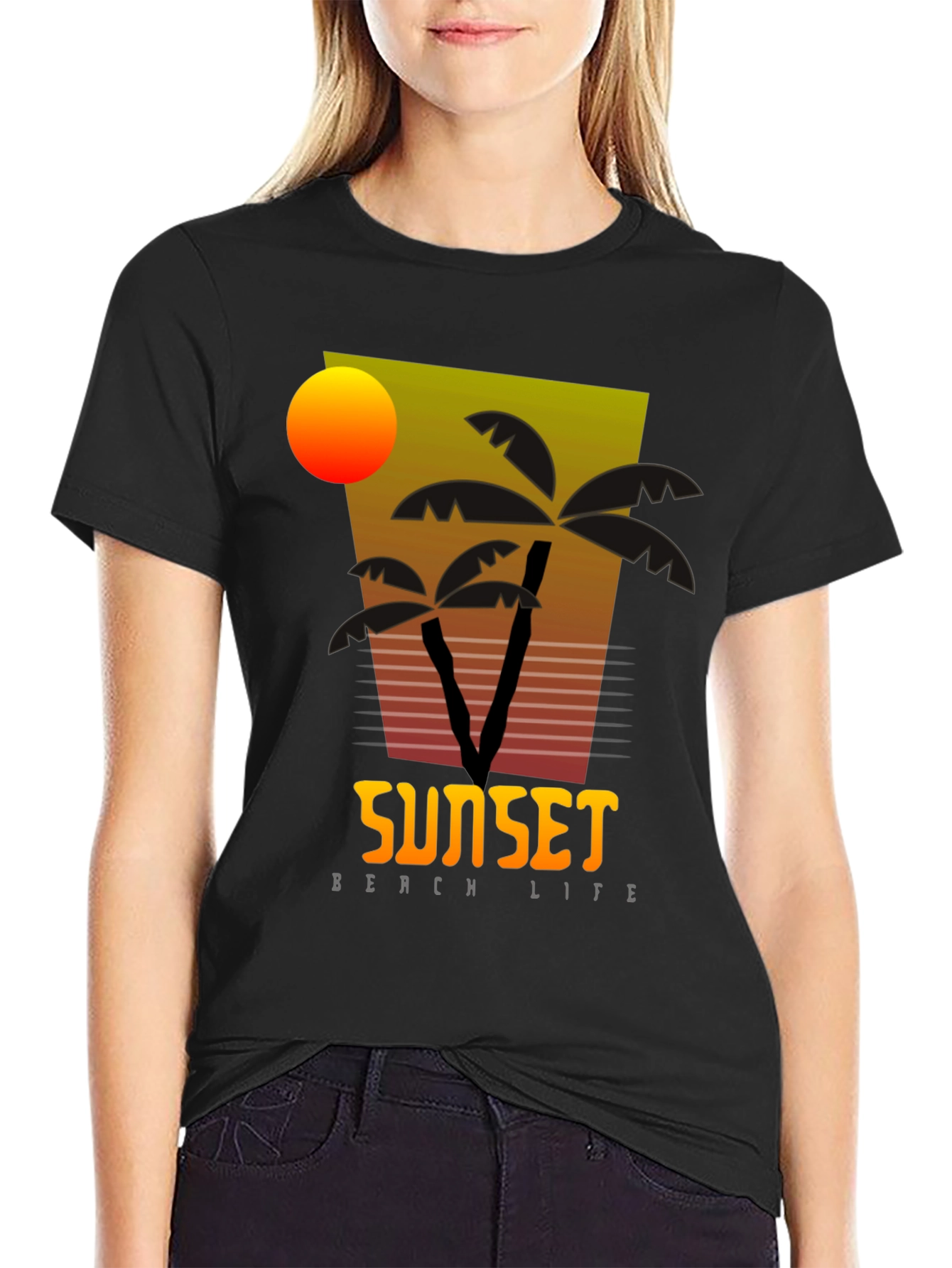 Sunset Beach Life Graphic T-Shirt