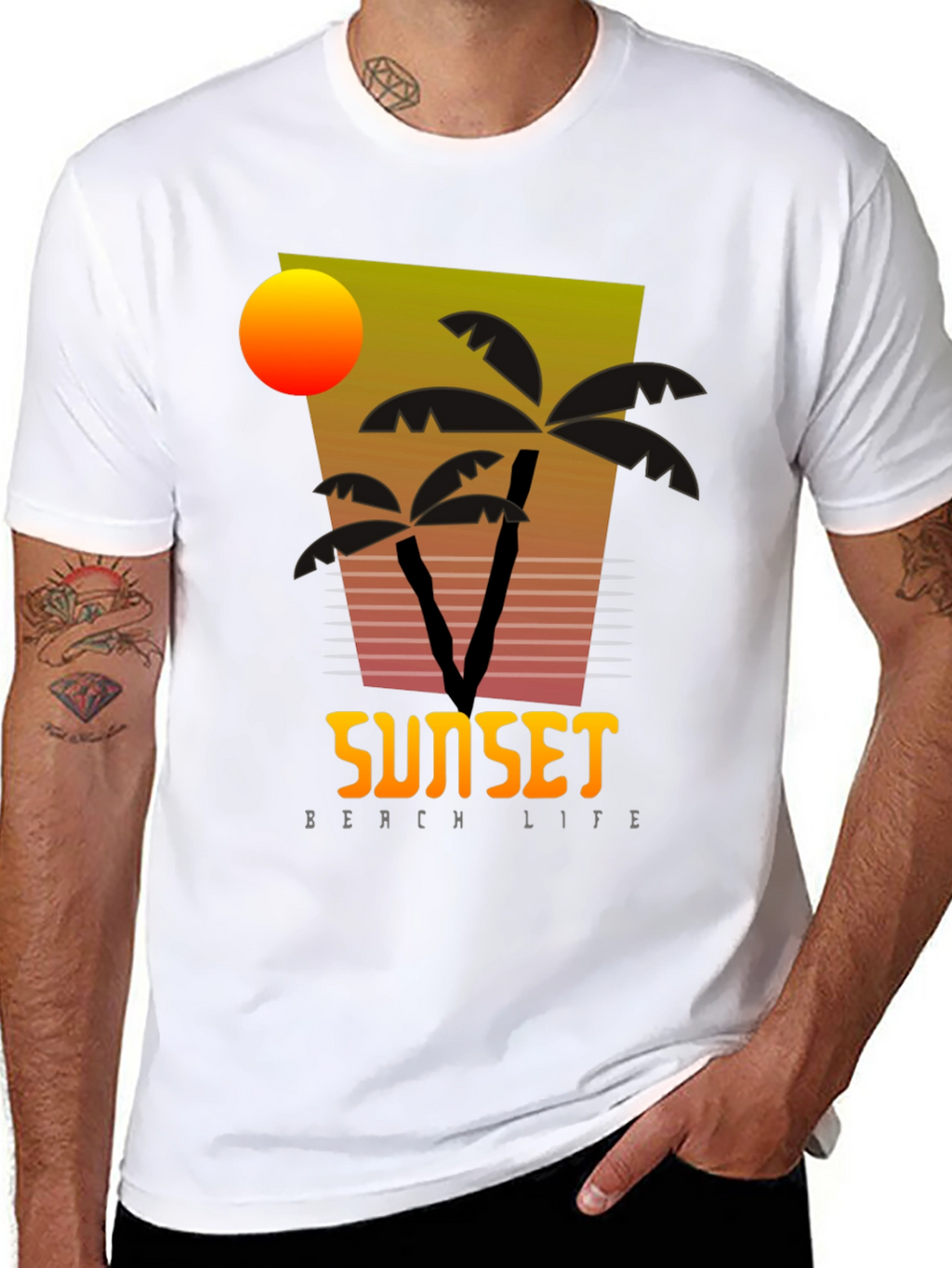 Sunset Beach Life Graphic T-Shirt