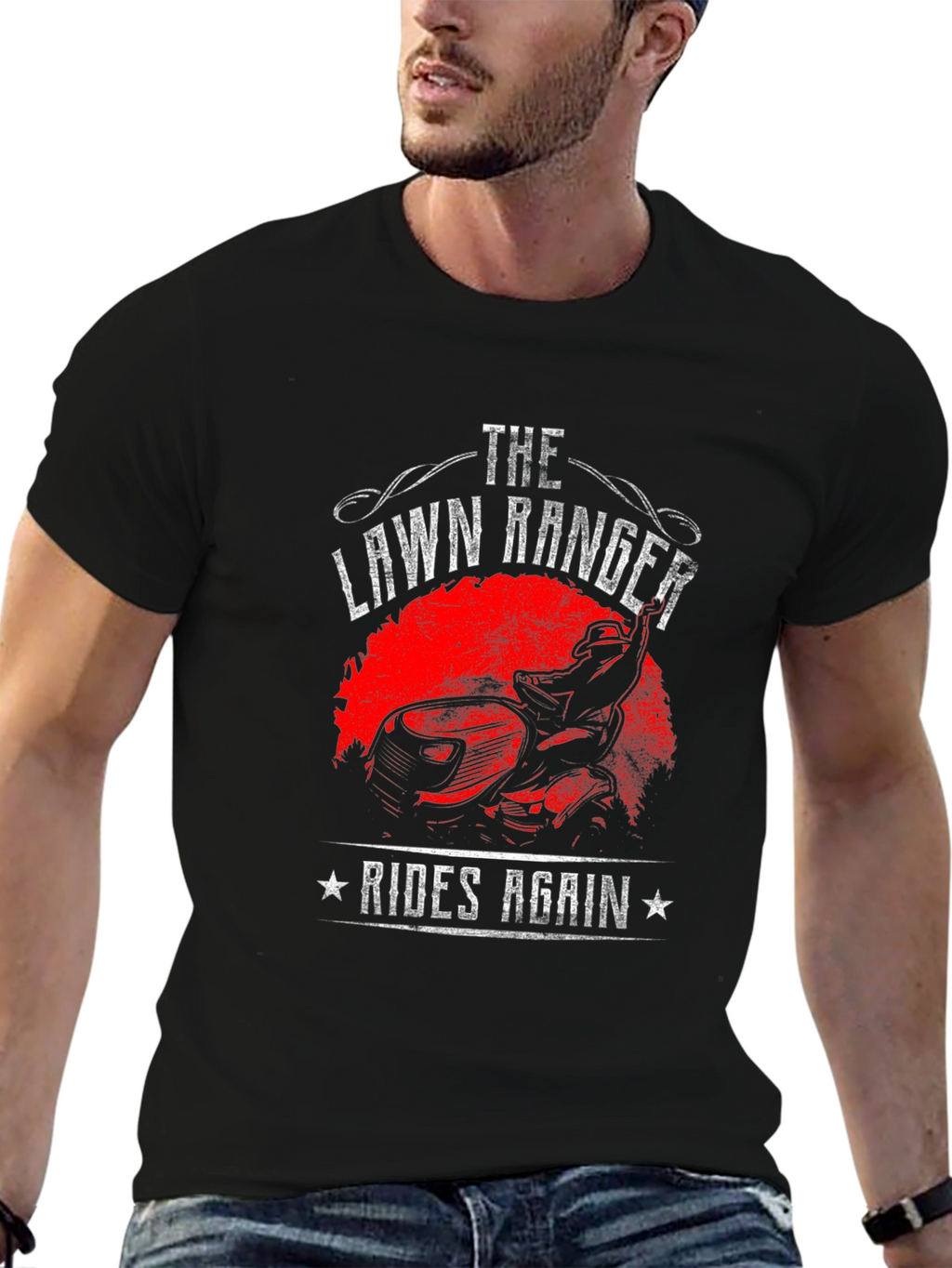 The Lawn Ranger Rides Again Black Graphic Tee