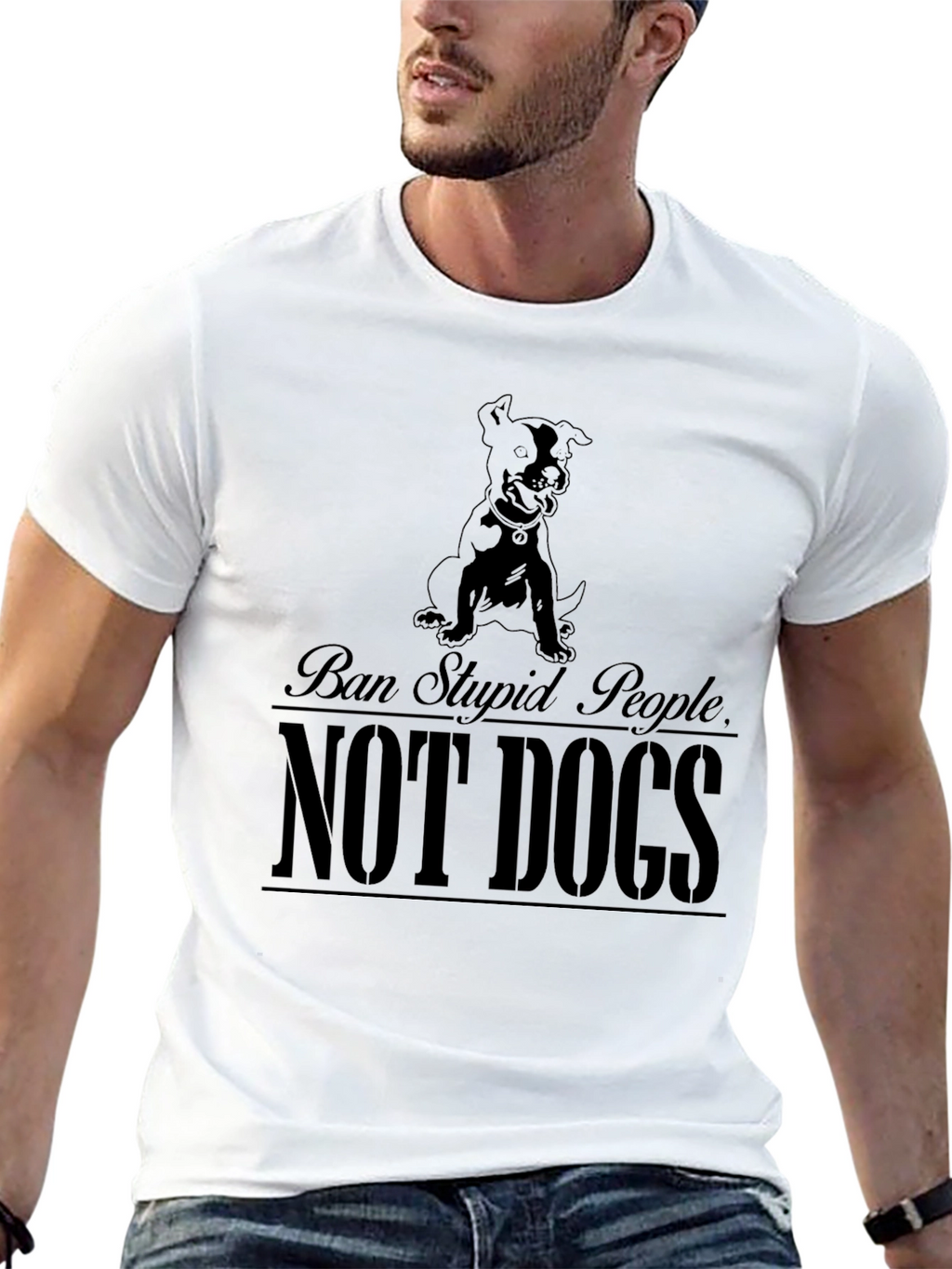 Ban Stupid People Not Dogs Graphic T-Shirt