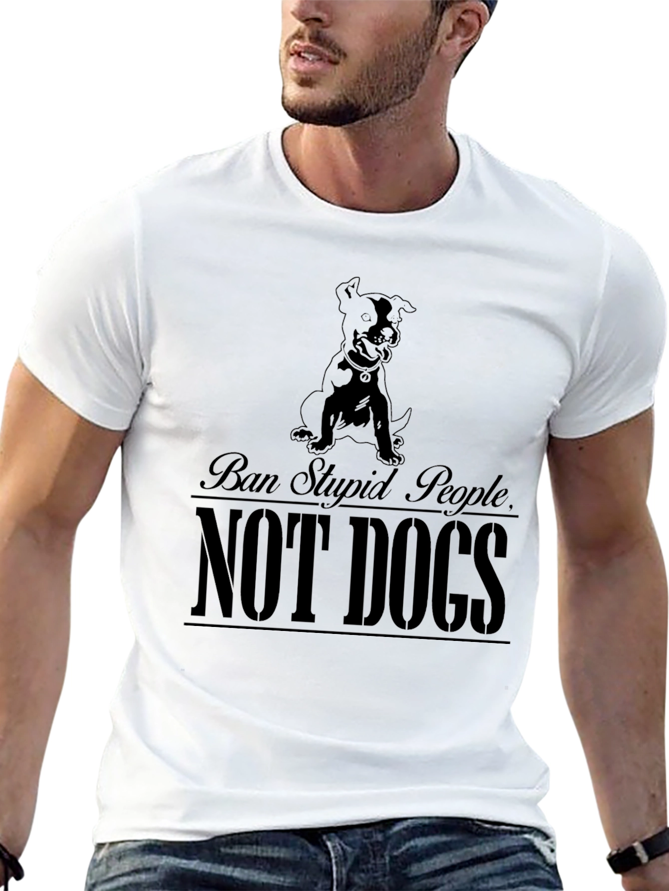Ban Stupid People Not Dogs Graphic T-Shirt