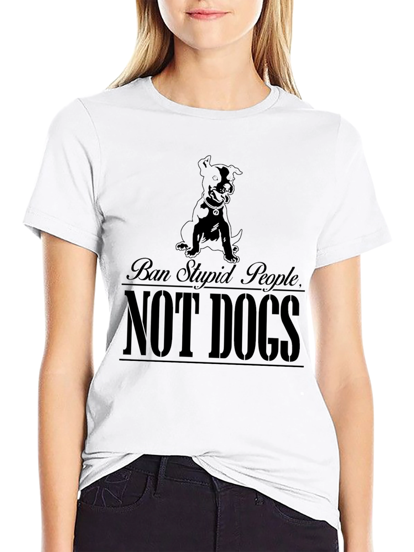 Ban Stupid People Not Dogs Graphic T-Shirt