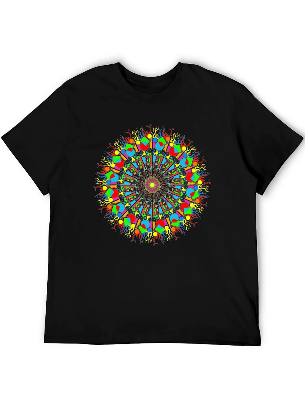 Psychedelic Mandala Graphic Tee - Bold Black T-Shirt