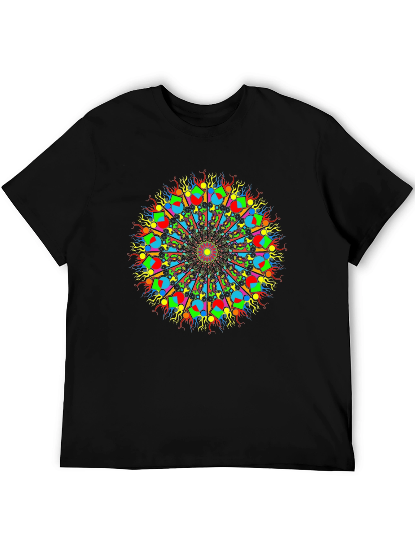 Psychedelic Mandala Graphic Tee - Bold Black T-Shirt