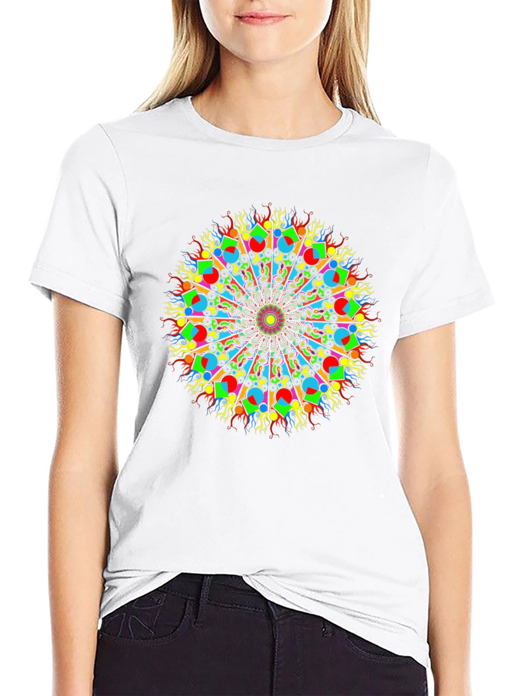 Psychedelic Mandala Graphic Tee - Bold Black T-Shirt