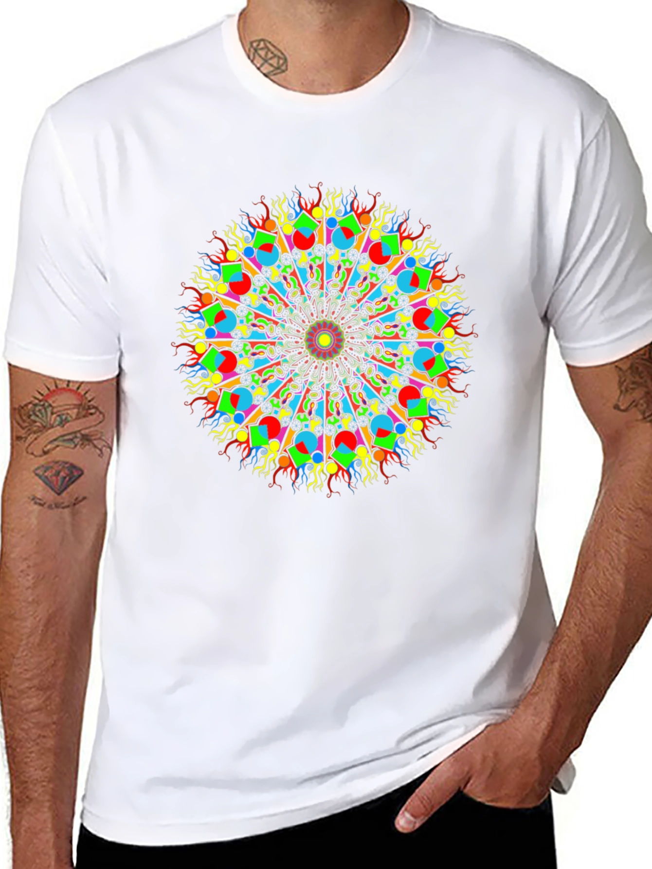 Psychedelic Mandala Graphic Tee - Bold Black T-Shirt