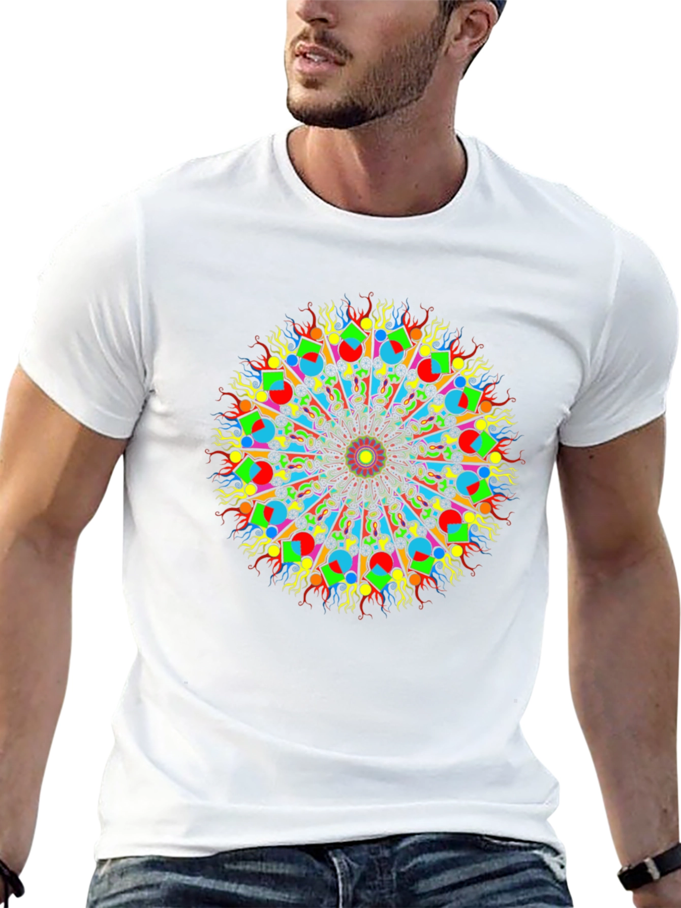 Psychedelic Mandala Graphic Tee - Bold Black T-Shirt