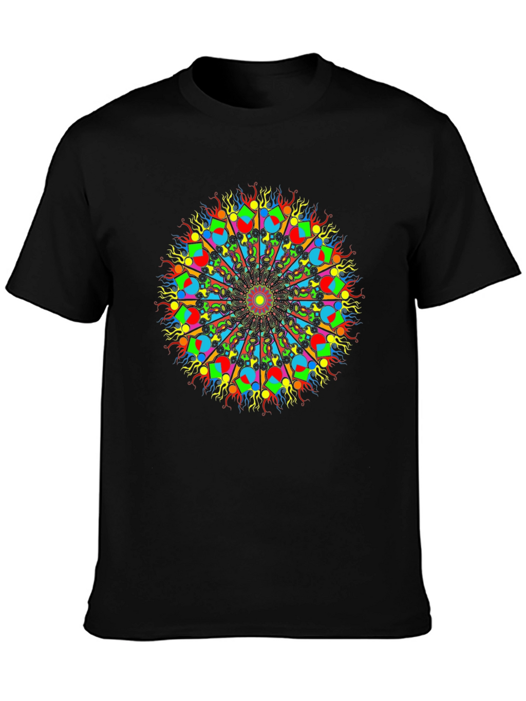 Psychedelic Mandala Graphic Tee - Bold Black T-Shirt