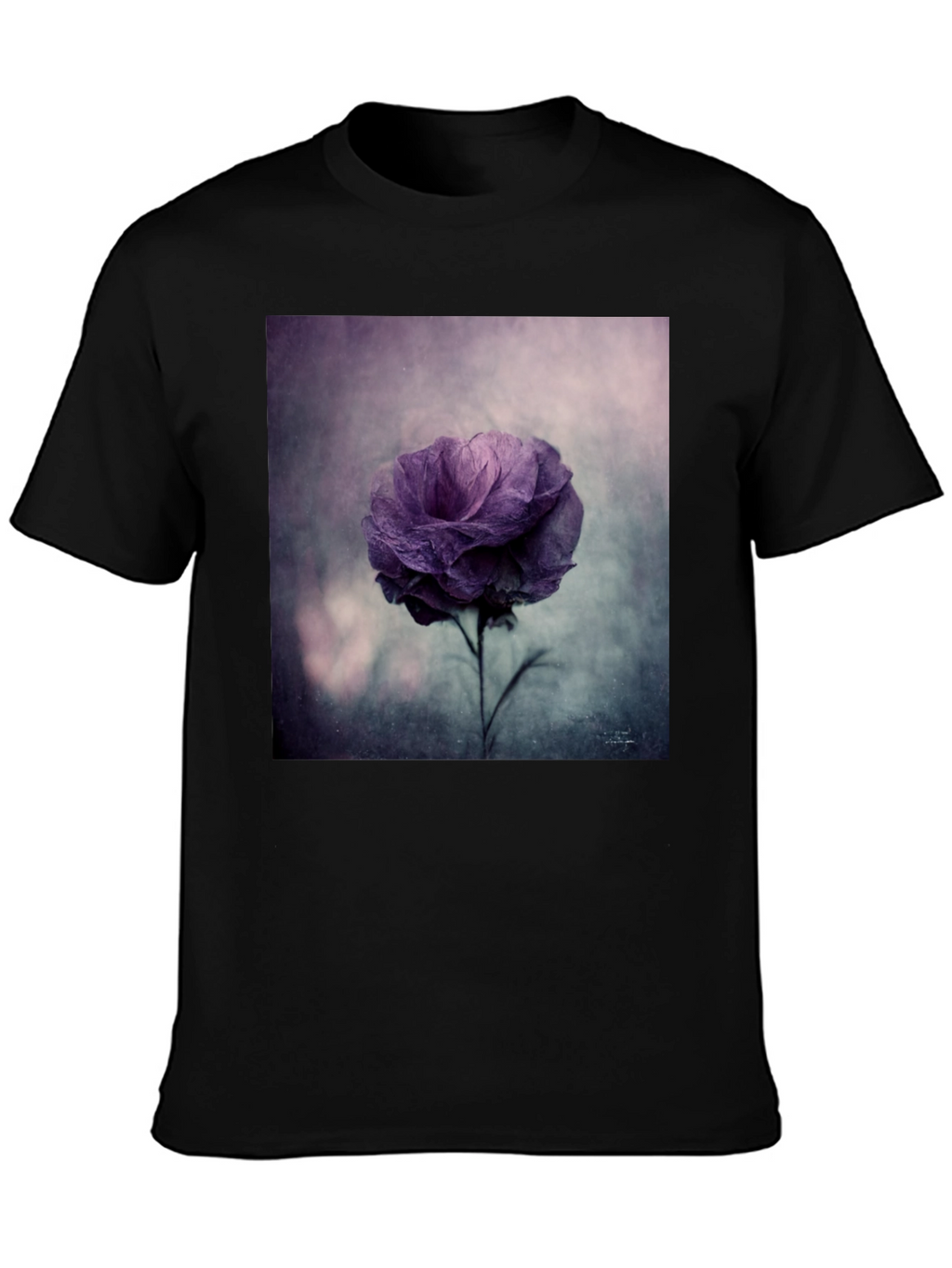 Floral Graphic Tee - Black Cotton Comfort