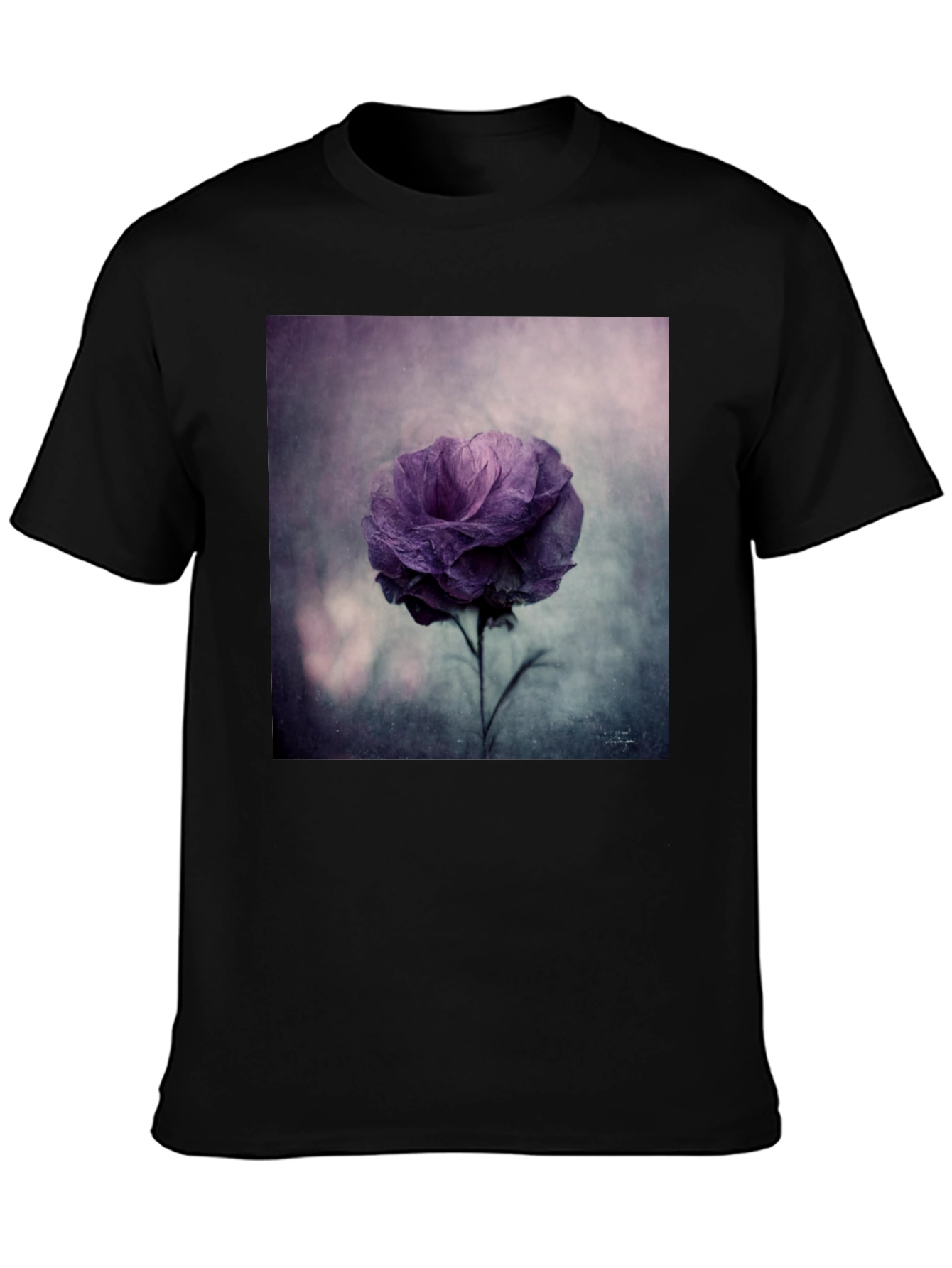 Floral Graphic Tee - Black Cotton Comfort