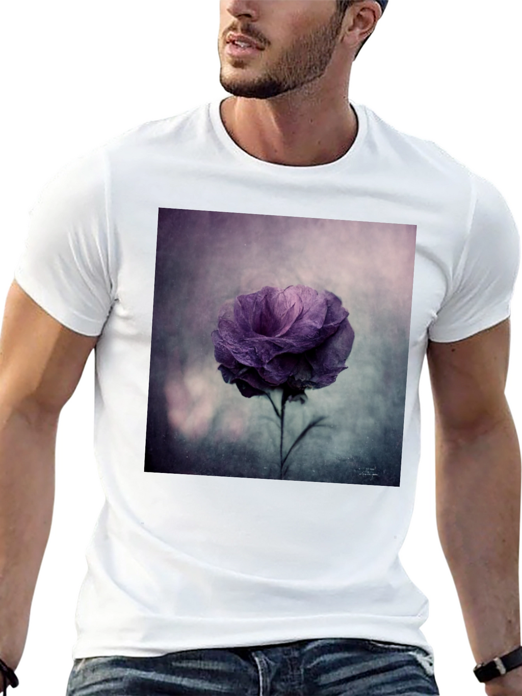 Floral Graphic Tee - Black Cotton Comfort