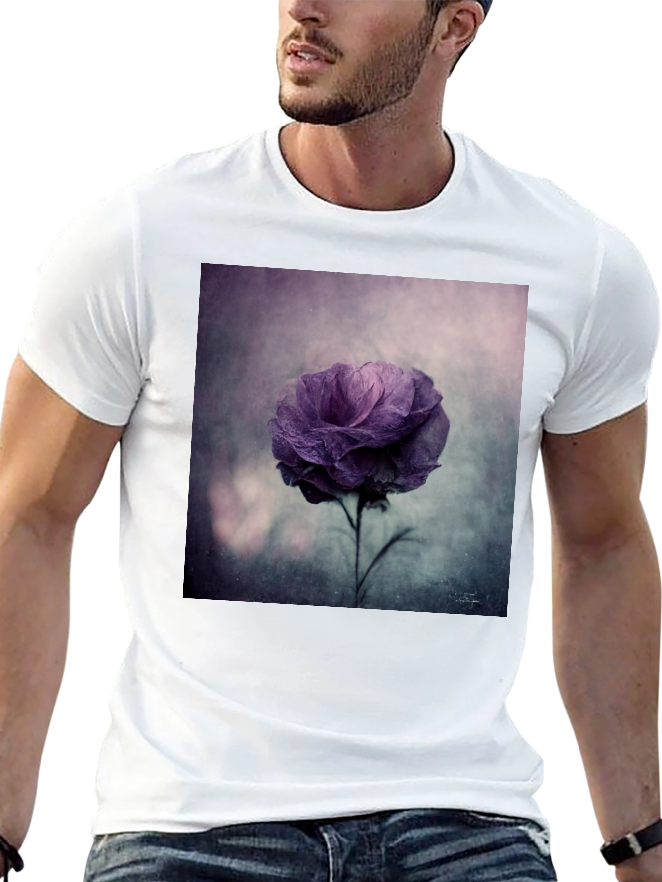 Floral Graphic Tee - Black Cotton Comfort