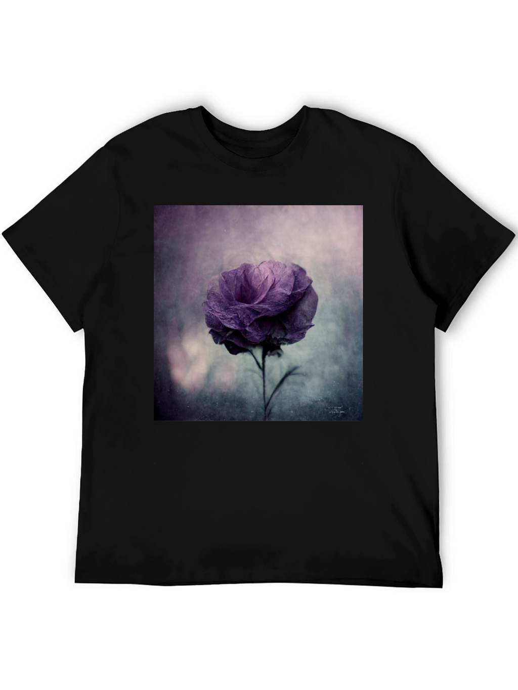 Floral Graphic Tee - Black Cotton Comfort