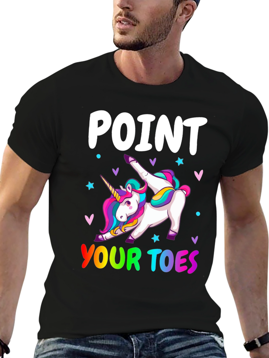 Unicorn Point Your Toes Black T-Shirt