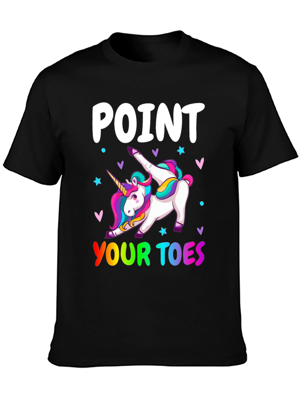 Unicorn Point Your Toes Black T-Shirt