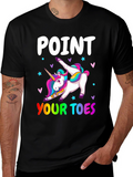Unicorn Point Your Toes Black T-Shirt