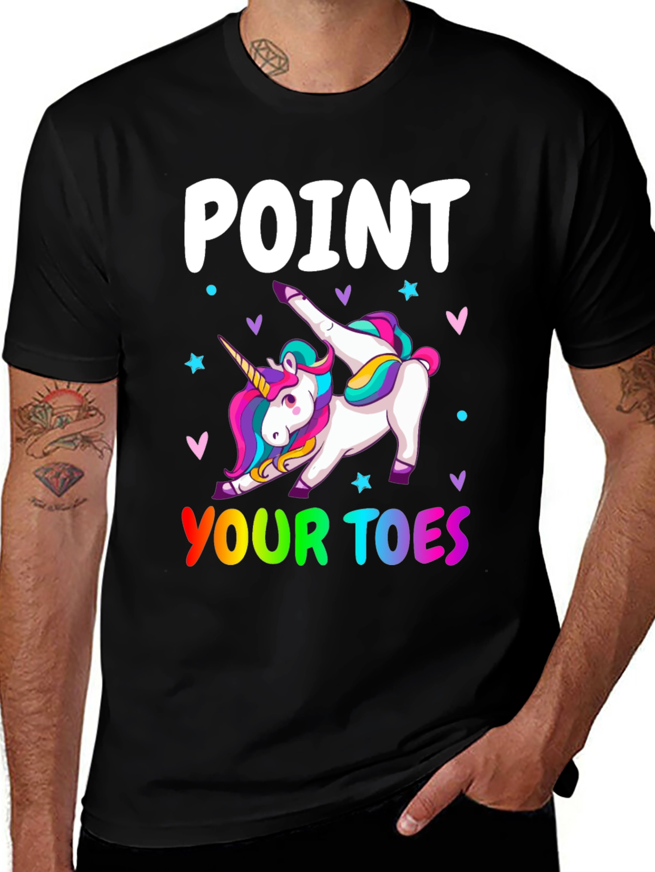 Unicorn Point Your Toes Black T-Shirt