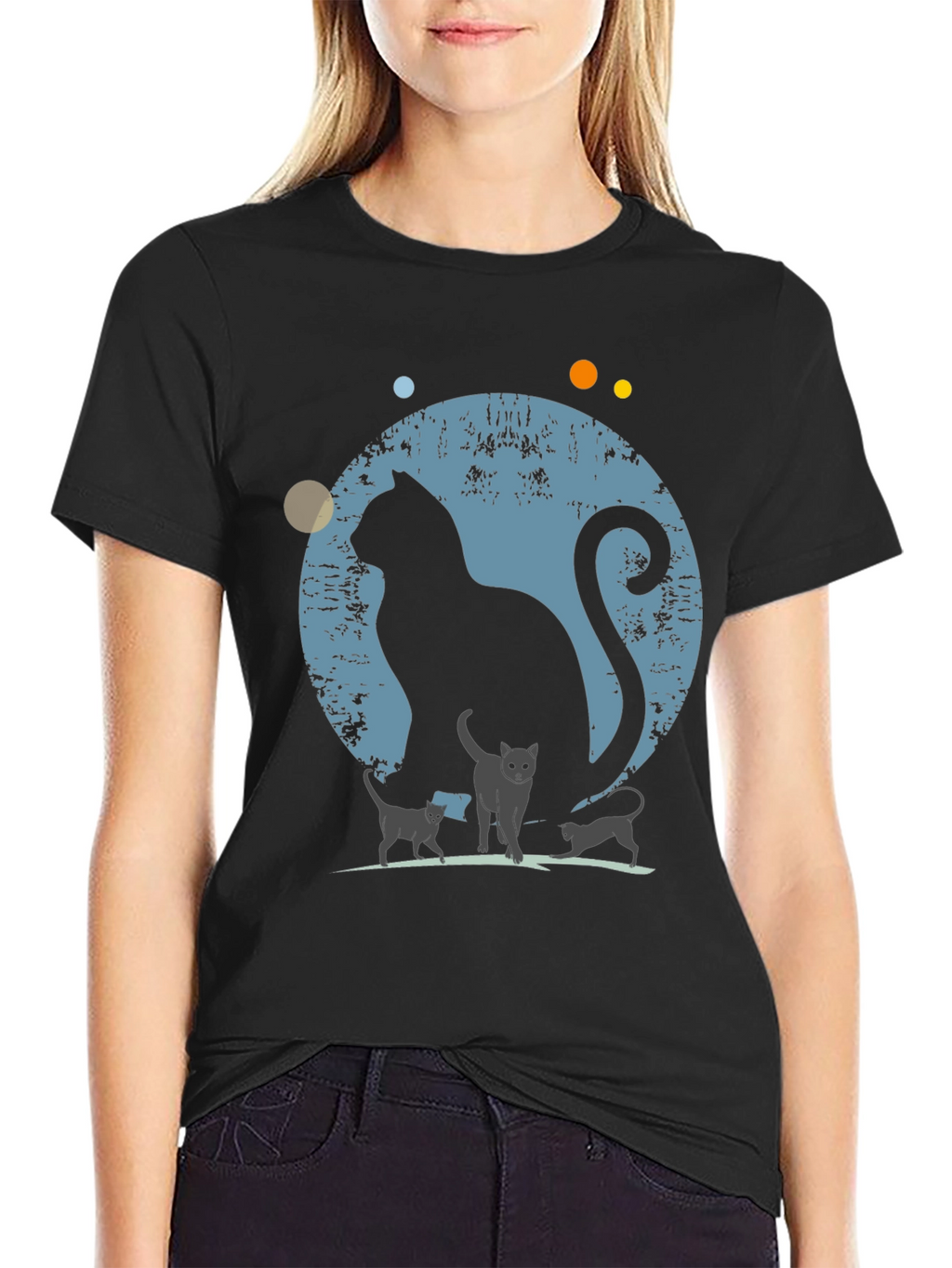 Cat Family Silhouette Graphic Tee