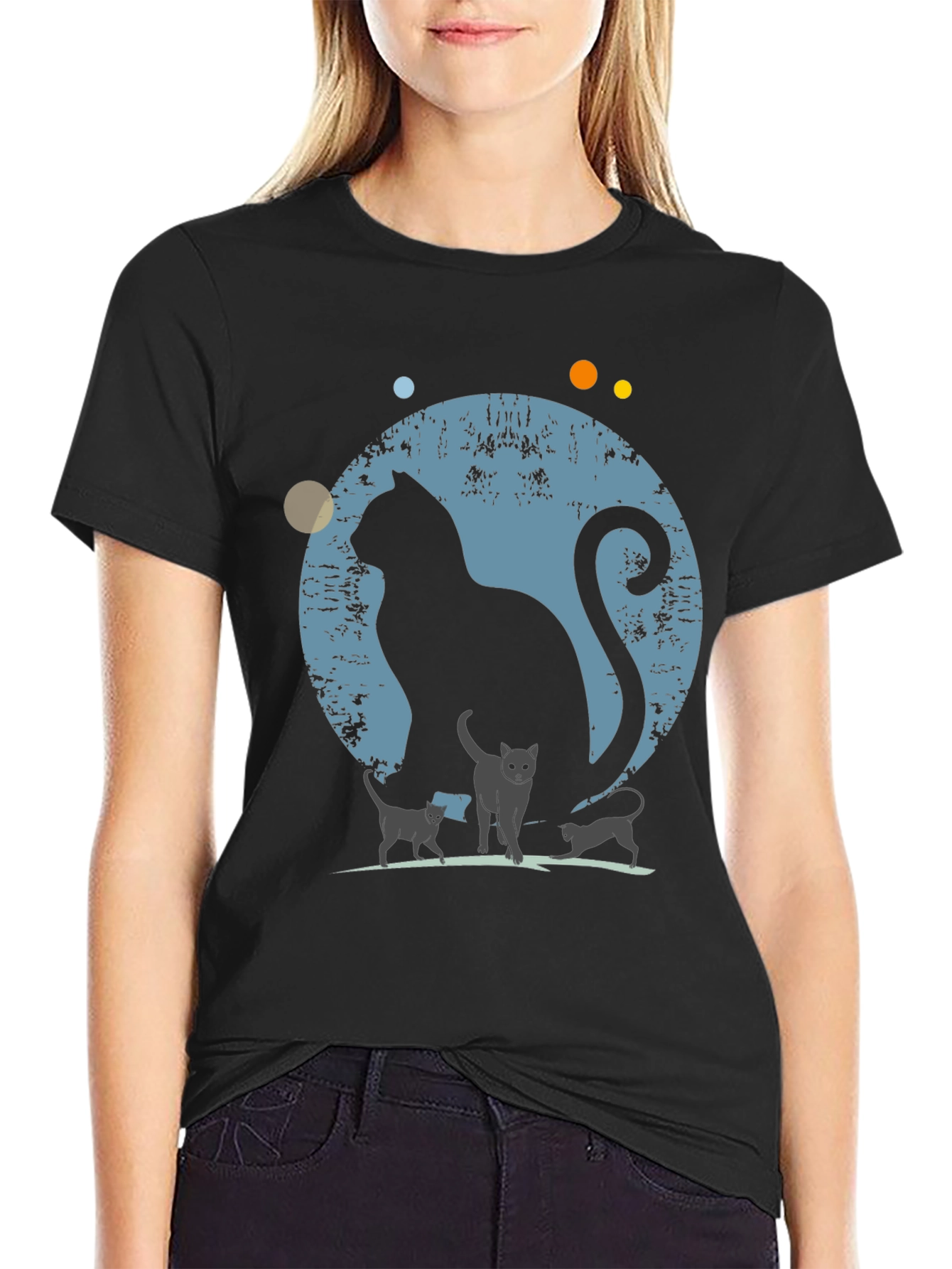 Cat Family Silhouette Graphic Tee