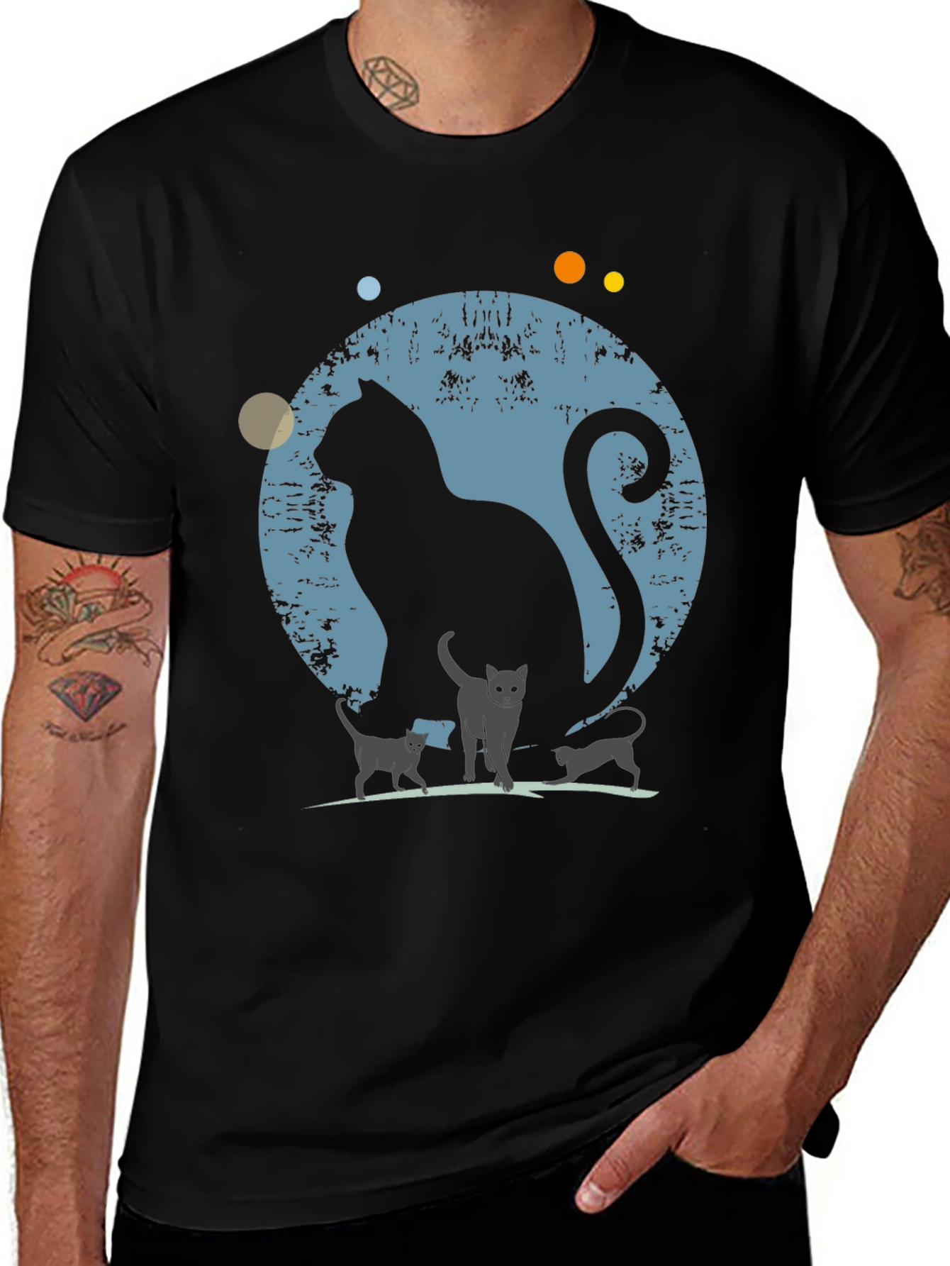 Cat Family Silhouette Graphic Tee