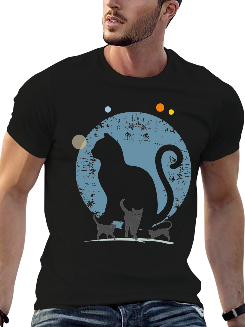 Cat Family Silhouette Graphic Tee