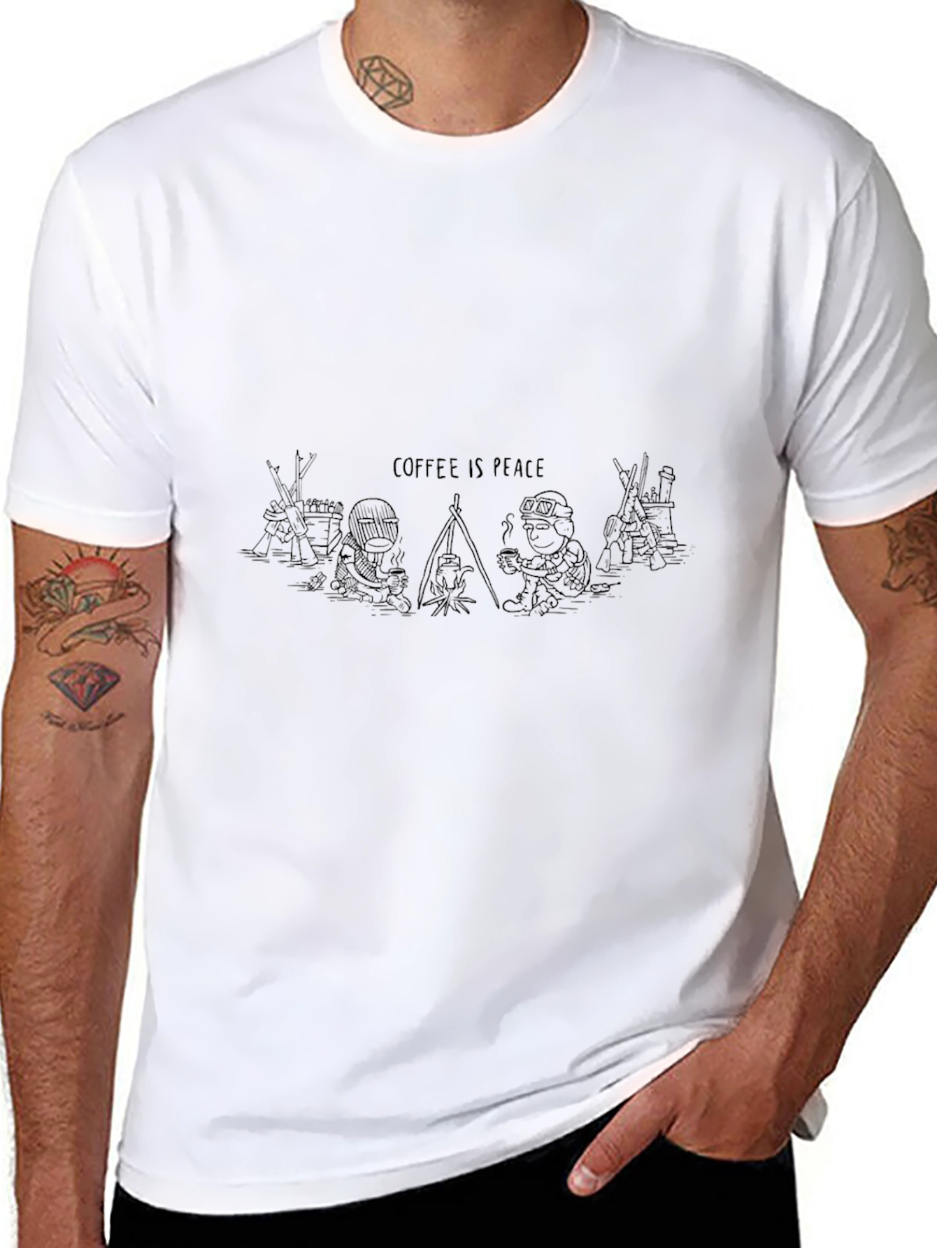 Coffee Is Peace Black T-Shirt