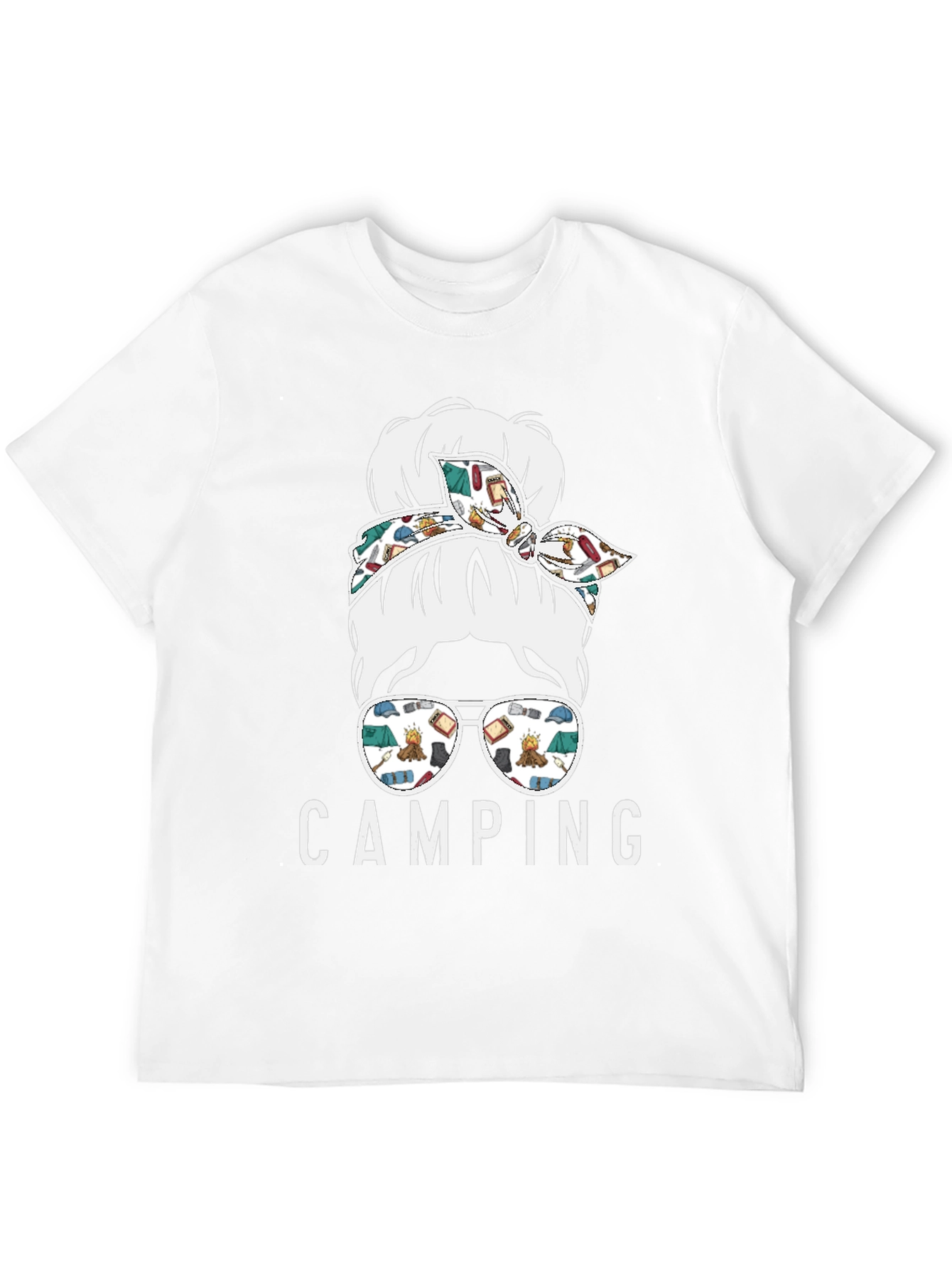 Camping Messy Bun T-Shirt - Adventure Ready