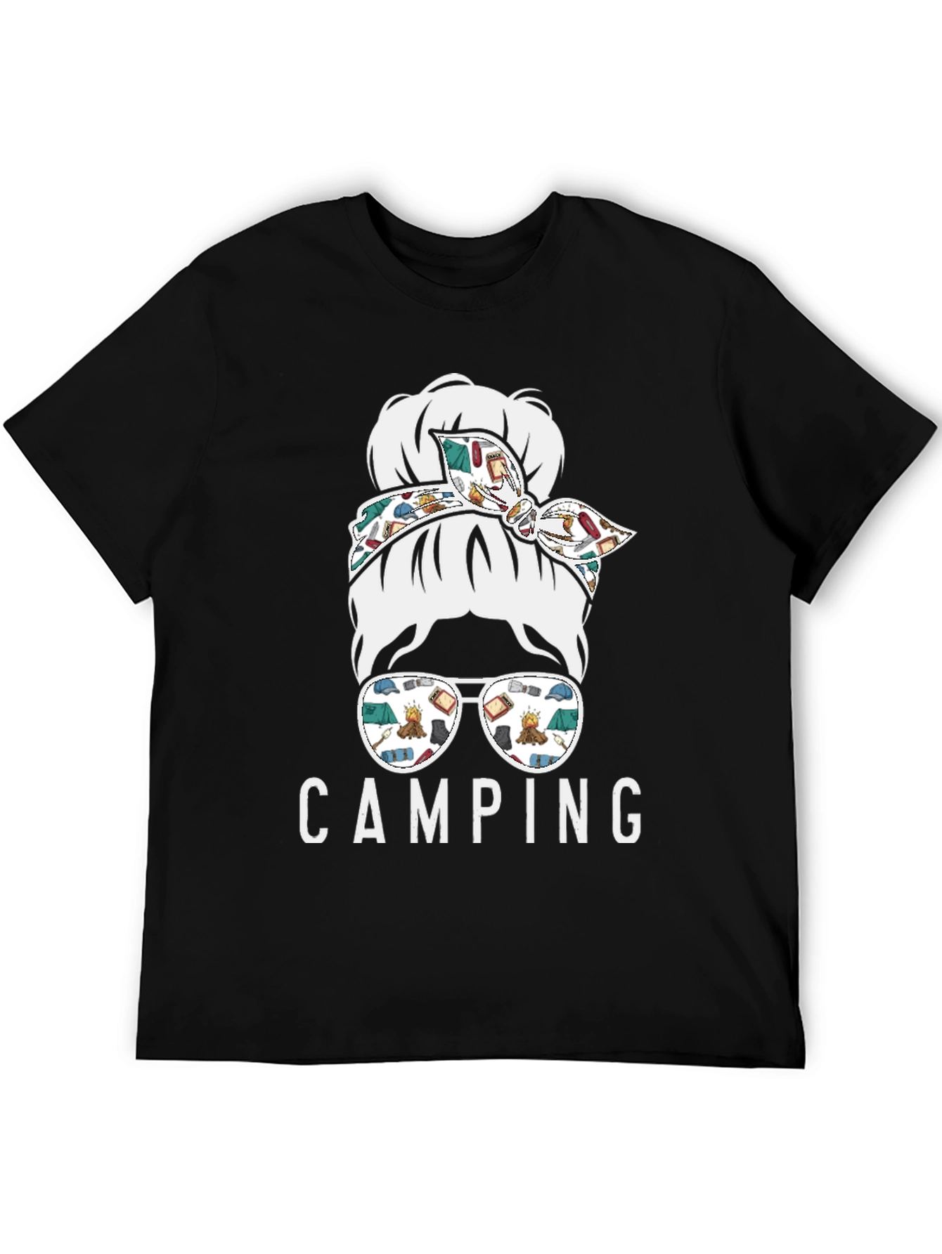 Camping Messy Bun T-Shirt - Adventure Ready