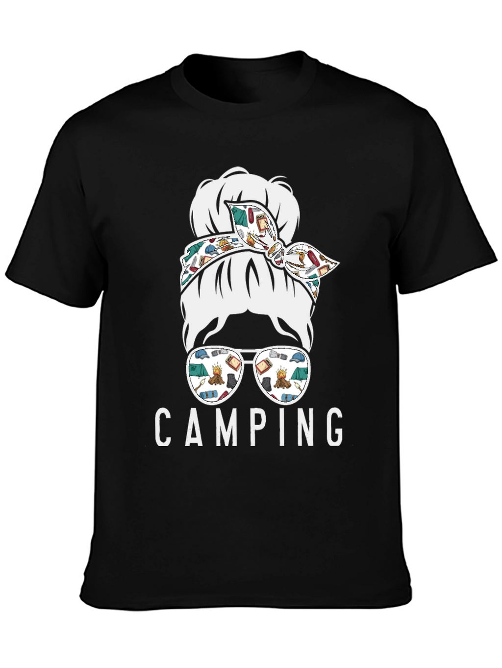 Camping Messy Bun T-Shirt - Adventure Ready