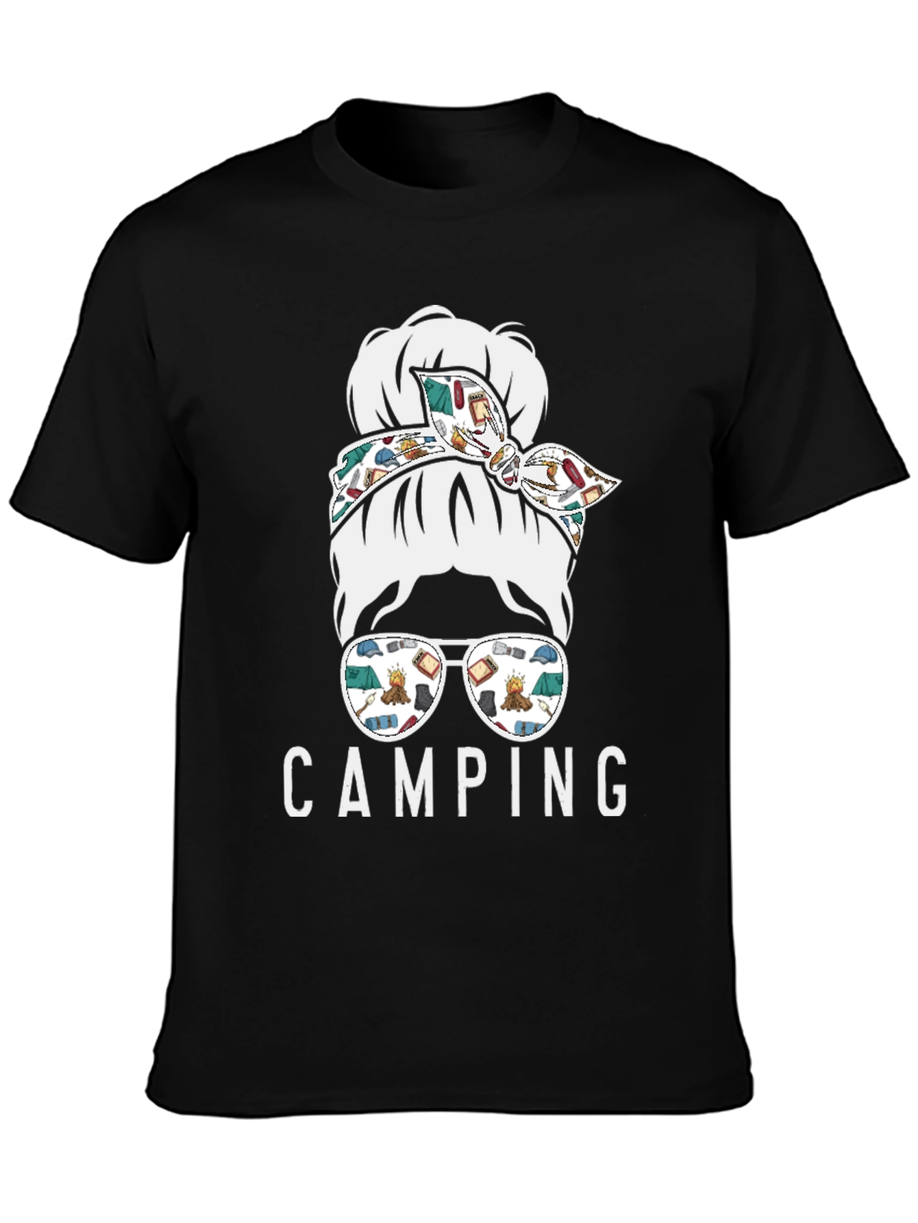 Camping Messy Bun T-Shirt - Adventure Ready